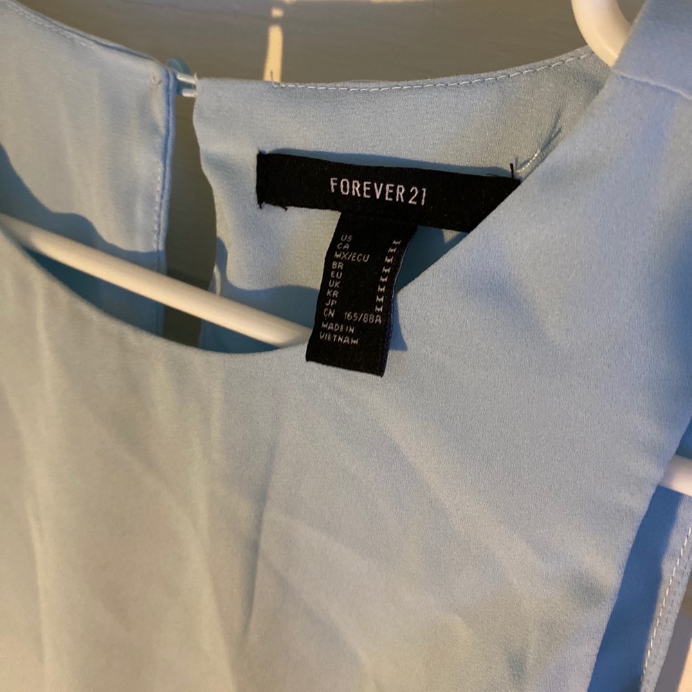 Forever 21 Chiffon Layered Flounce Top Light Blue - Picture 3 of 6